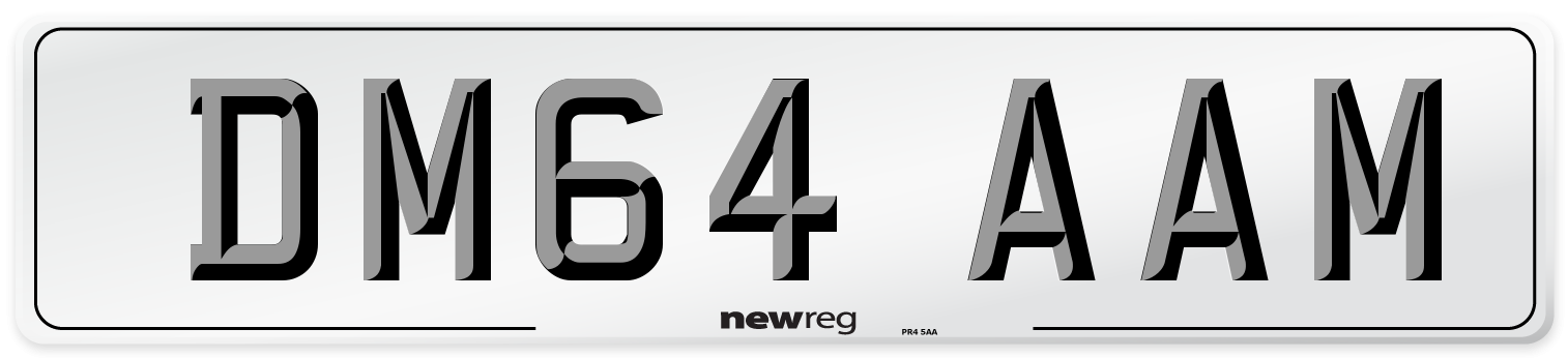 DM64 AAM Number Plate from New Reg